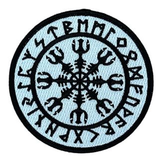 Gemelolandia | Parche de Aegishjalmur 9 cm-Termoadhesivo Inspirado en la Proteccion Vikinga - Diseño Único para Ropa y Accesorios - Runas Mjollnir
