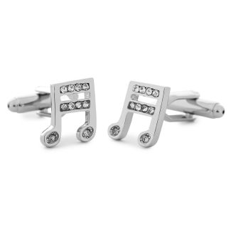 Gemelli camicia Nota musicale argentata con cristalli 20 mm