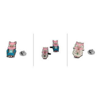 Pack Gemelos + Pin de Camisa Cerditos Simpsons 30 mm_gemelolandia
