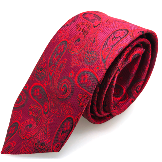 Corbata de Seda Granate con Cashmere Granate y Negro-Gemelolandia