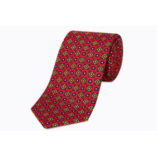 Corbata de Seda Twill Rodas Roja - Gemelolandia