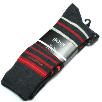 Calcetines Hugo Boss Talla 39-42 rayas naranjas, grises y rojas, gris marengo 01