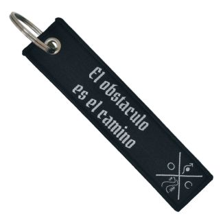 Double-sided embroidered Fabric Keychain with Phrase The obstacle is the way 13 x 3 cm - Stoic Keychain