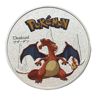 Gemelolandia-Moneda Plateada coleccionable Pokémon - Charizard- 4 cm