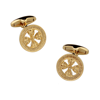 Gemelos de Camisa Cruz de Calatrava Redondo Dorado 17mm - Gemelolandia