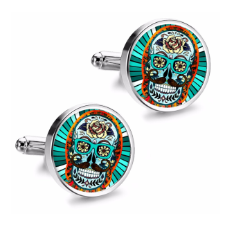 Gemelos de Camisa Magglass Calavera Catrina Nº19 16mm - Gemelolandia