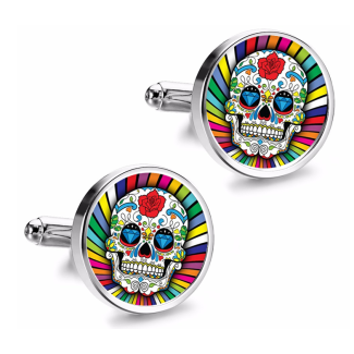 Gemelos de Camisa Magglass Calavera Katrina Nº3 16mm - Gemelolandia