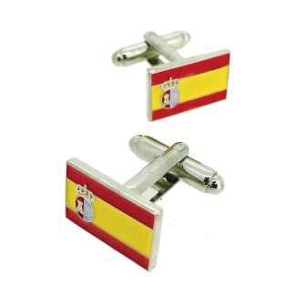Gemelos para Camisa Bandera de Guerra y pabellón Nacional Español Plateado de 1785-1931 - Gemelolandia