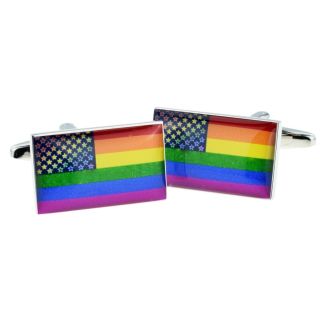 Gemelos para camisa Bandera de los Estados Unidos de América LGTBI-Gemelolandia
