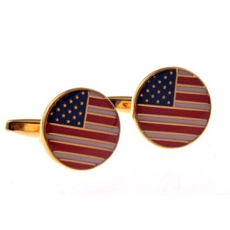 Gemelos para Camisa Bandera Estados Unidos Rounded Golden 1 - GEMELOLANDIA