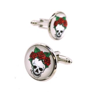 Gemelos para Camisa Calavera Tattoo con 3 rosas - Gemelolandia