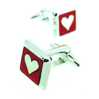 Gemelos para camisa Corazón Rojo y Plateado San Valentín -Gemelolandia