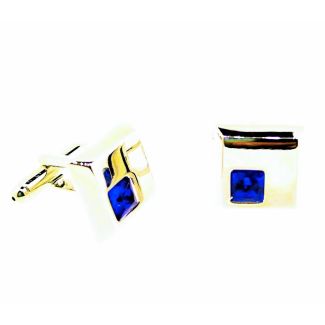 Gemelos para Camisa Cristal Azul Cuadrado 14x14mm-Gemelolandia