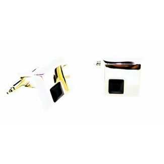 Gemelos para Camisa Cristal Negro Cuadrado 14x14mm-Gemelolandia