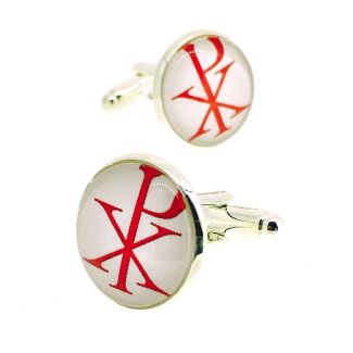 Gemelos para Camisa Cristograma Rojo y Blanco