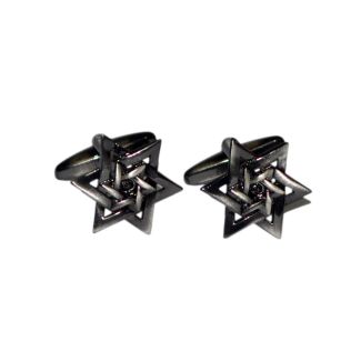 Gemelos para Camisa Doble Estrella de David Acero Negro