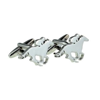 Gemelos para camisa Jockey sobre caballo Plateado-Gemelolandia