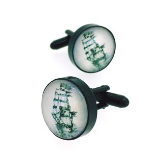 Gemelos para Camisa Magglass Barco Navío Galeón Acero Negro - Gemelolandia