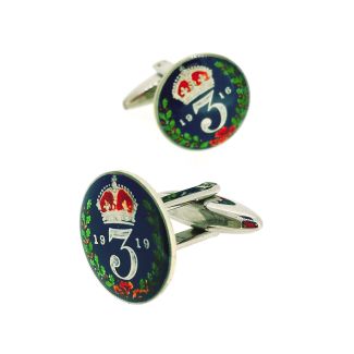 Gemelos para Camisa Moneda de 3 Peniques UK principios del S.XX - Gemelolandia