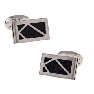 Gemelos para Camisa Rectangulares Acero y Negro 1-Gemelolandia