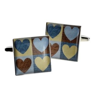 Gemelos para camisa Rectangulares Corazones Retro-Gemelolandia