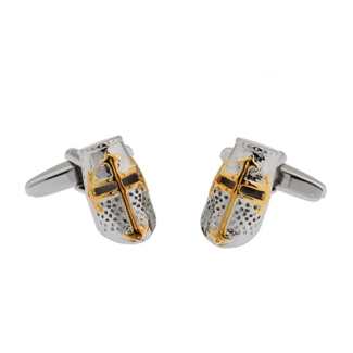 Gemelos para camisa Yelmo Casco Templario Cruz Dorada 03 - GEMELOLANDIA