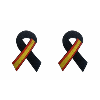Pack 2 Parche Termoadhesivo Lazo Negro Bandera de España 7x5cm - Gemelolandia