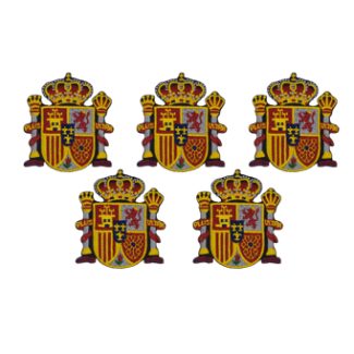 Pack 5 Parches Escudo Estado Español 7x6cm - Gemelolandia
