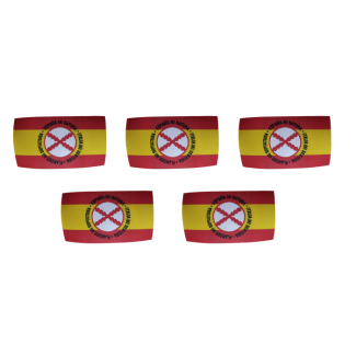 Pack 5 Parches Termoadhesivos Bandera España Lema Tercios de Flandes mod 2 8x4,5cm - Gemelolandia