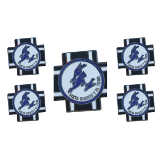 Pack 5 Pins de Solapa Escuadrilla Azul Cruz 22mm Recreación Histórica-Réplica Militar - Gemelolandia