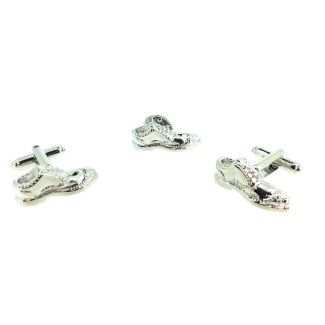 Pack Completo de Pin y Gemelos para camisa de Zapatos Plateados - Gemelolandia