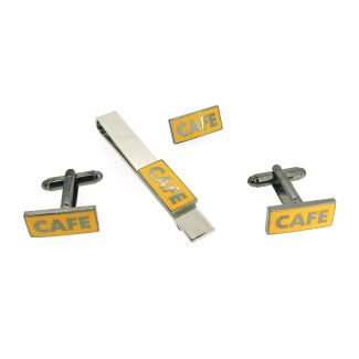 Pack de Pasador de Corbata Gemelos para Camisa y Pin de solapa CAFE - Gemelolandia