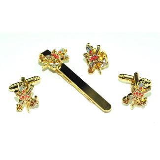Pack Gemelos de Camisa,Pasador de corbata y Pin del Escudo de la Legión Color