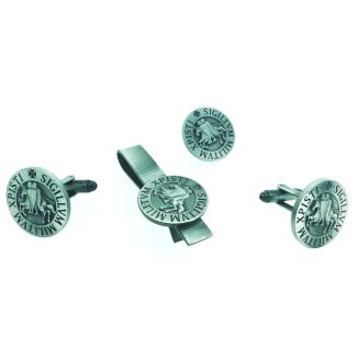 Pack Gemelos de Camisa Pasador y Pin Sello Templario  - Gemelolandia