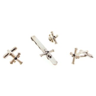 Pack Gemelos de Camisa, Pin y Pasador de Corbata Cruz de la Victoria Cruz de Don Pelayo-Gemelolandia
