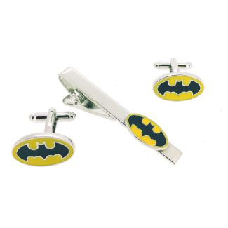 Pack Pasador de Corbata Gemelos para Camisa Batman Logo Amarillo y Negro