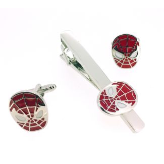Pack Pasador de Corbata Gemelos para Camisa Spiderman Rojo - Gemelolandia