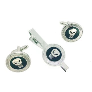 Pack Pasador de Corbata Gemelos para Camisa The Punisher El Castigador - GEMELOLANDIA