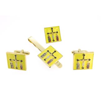 Pack Pasador de Corbata ‪Gemelos para Camisa y Pin de Solapa Estandarte de Alfonso VIII de la Batalla de las Navas de Tolosa 1212 - Gemelolandia