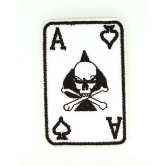 Parche Bordado Termoadhesivo As de Picas con Calaveras 7x5cm