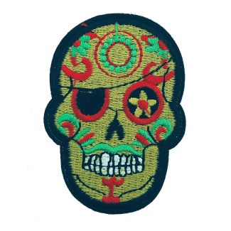 Parche Bordado Termoadhesivo Calavera Catrina 7 cm Modelo Parche Ojo - Gemelolandia