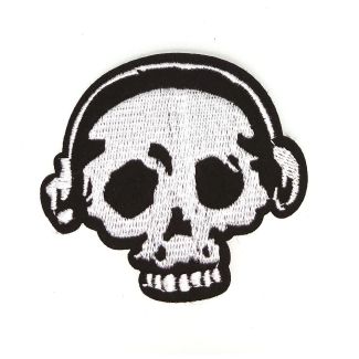 Parche Bordado Termoadhesivo Calavera con Cascos DJ 7x6,5cm