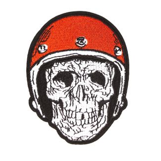 Parche Bordado Termoadhesivo Calavera Motorista 9x7cm-Gemelolandia