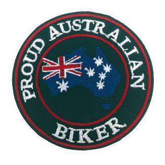 Parche Bordado Termoadhesivo Proud Australian Biker 7cm - Gemelolandia