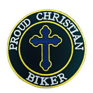Parche Bordado Termoadhesivo Proud Christian Biker 9 cm - Gemelolandia