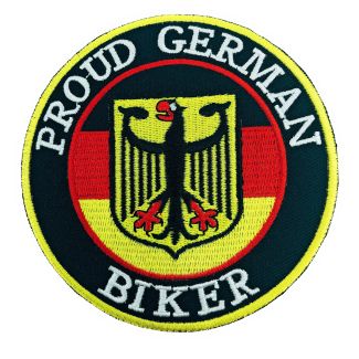 Parche Bordado Termoadhesivo Proud German Biker 9 cm - Gemelolandia