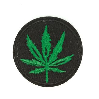 Parche Bordado Termoadhesivo Símbolo Marihuana 6cm