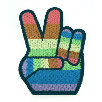 Parche Bordado Termoadhesivo Símbolo de la Victoria Multicolor 10 cm - Gemelolandia