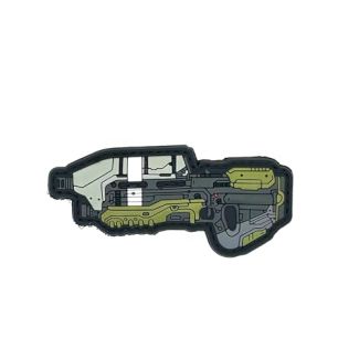 Parche de Goma Hook and Loop Fusil Futurista Verde - 9 x 5 cm - Gemelolandia