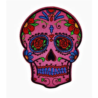 Parche Termoadhesivo Calavera Katrina pink big 10x7,5 cm - Gemelolandia